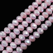 Krystalglas rondeller med glans. 8 mm. Rosa.